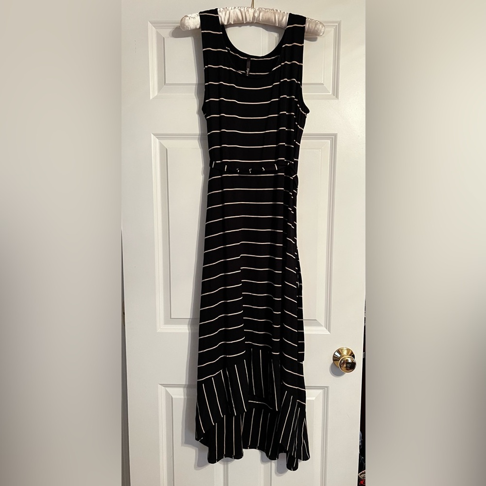 Skye's the Limit Black and Off White High Low Dress